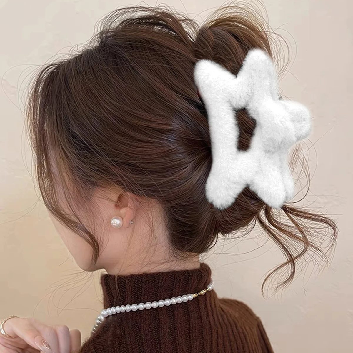 Новые зимние заколки для волос из искусственного меха элегантные полые