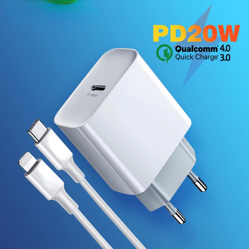 

Quick Charge 4.0 3.0 QC PD Charger 20W QC4.0 QC3.0 USB Type C Fast Charger for iPhone 13 12 Xs 8 Phone PD Charger