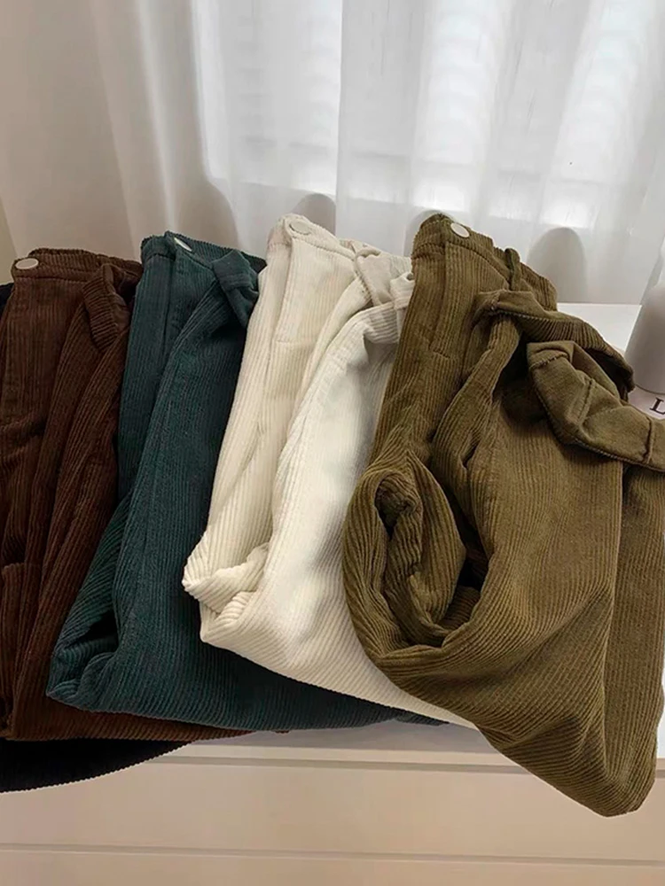 Японские модные вельветовые повседневные брюки в стиле ретро женские