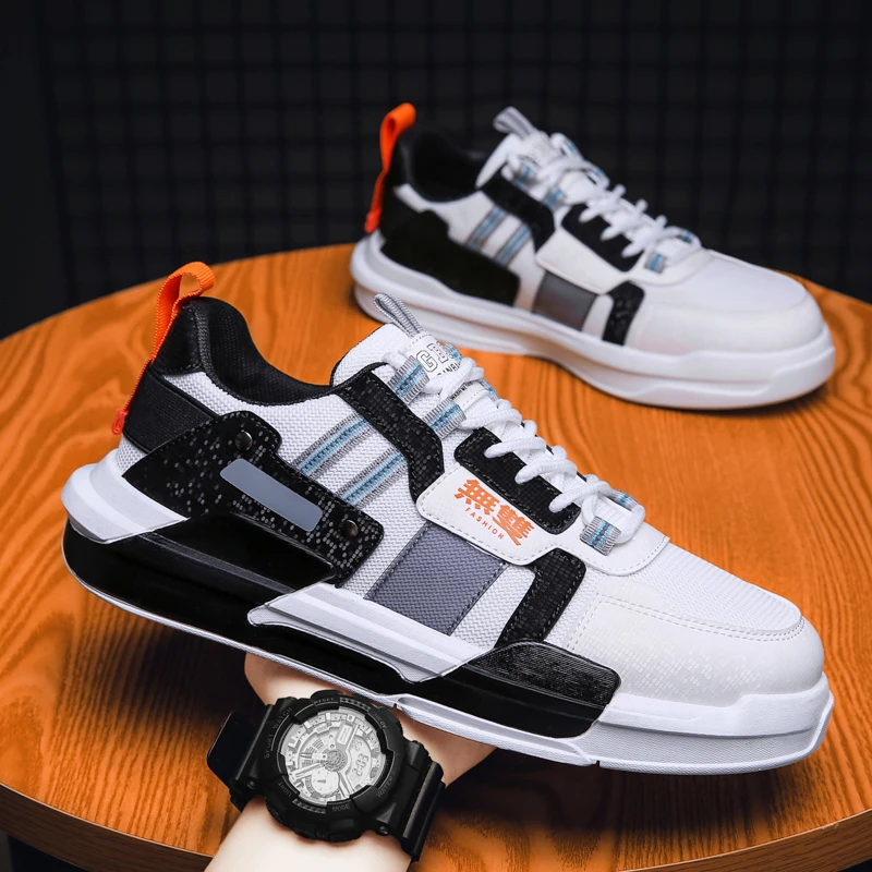 

Men's Sports Shoes Spring Mesh Lightweight Breathable Running Shoes Fashion Versatile Rubber Soft Sole Lace-Up Walking Shoes