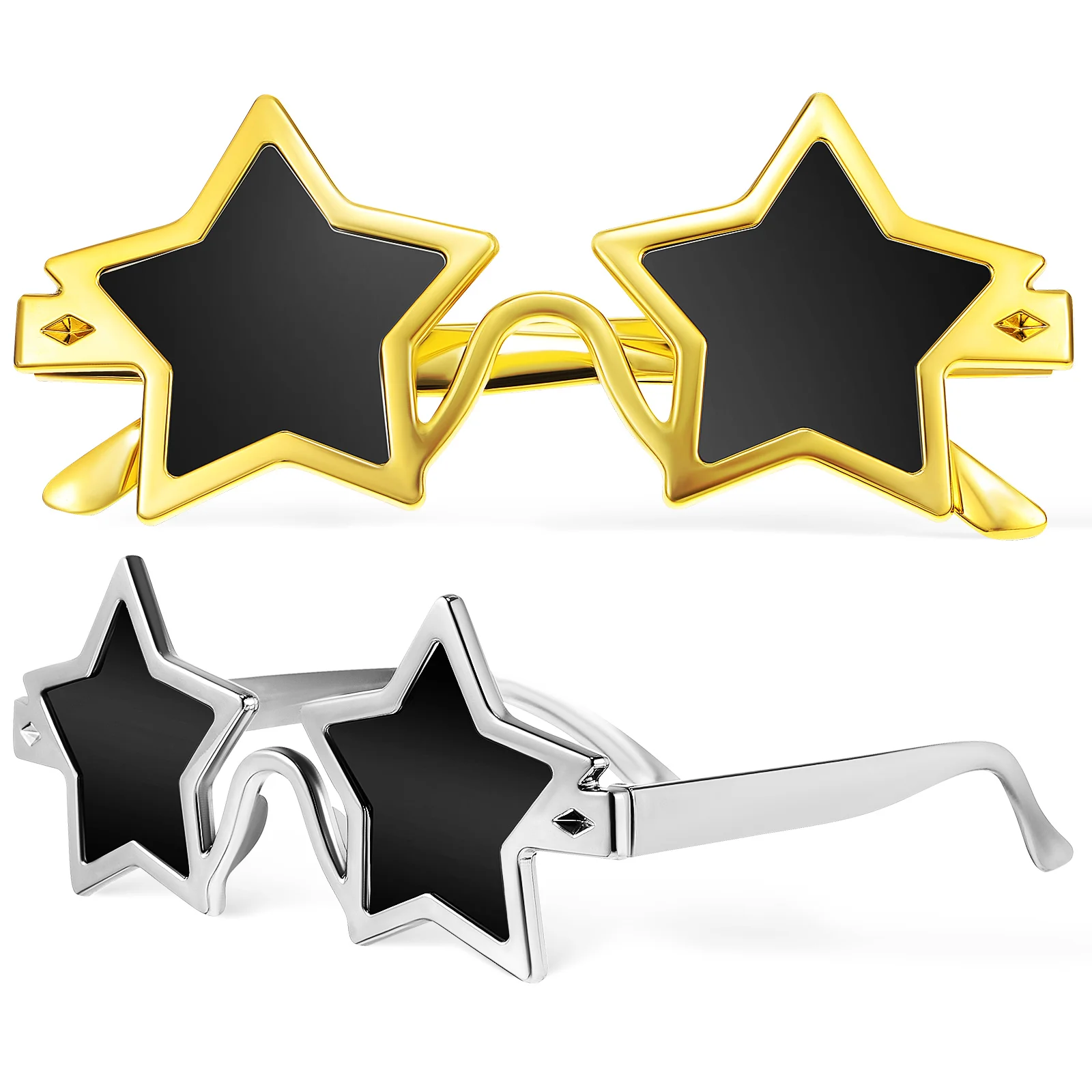 

2 Pairs Clothing Glasses Eyewear Trendy Decor Fun Sunglasses Silver Dress Aldult Party Eyeglasses Novelty