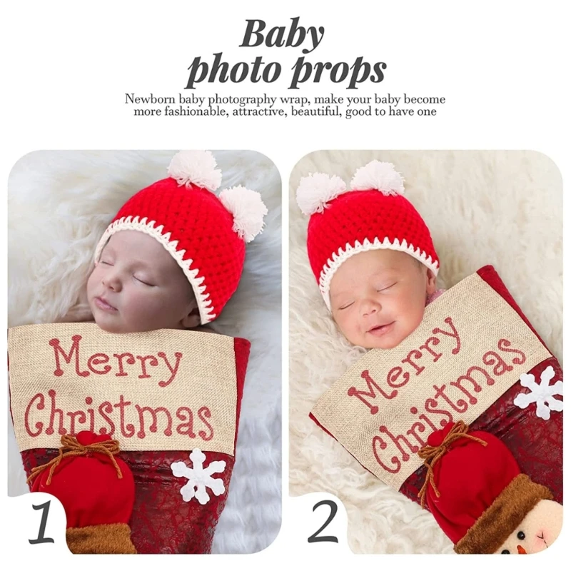 

Baby Red Knitting Hat & Costume Christmas Stockings Set Photo Shooting Outfits