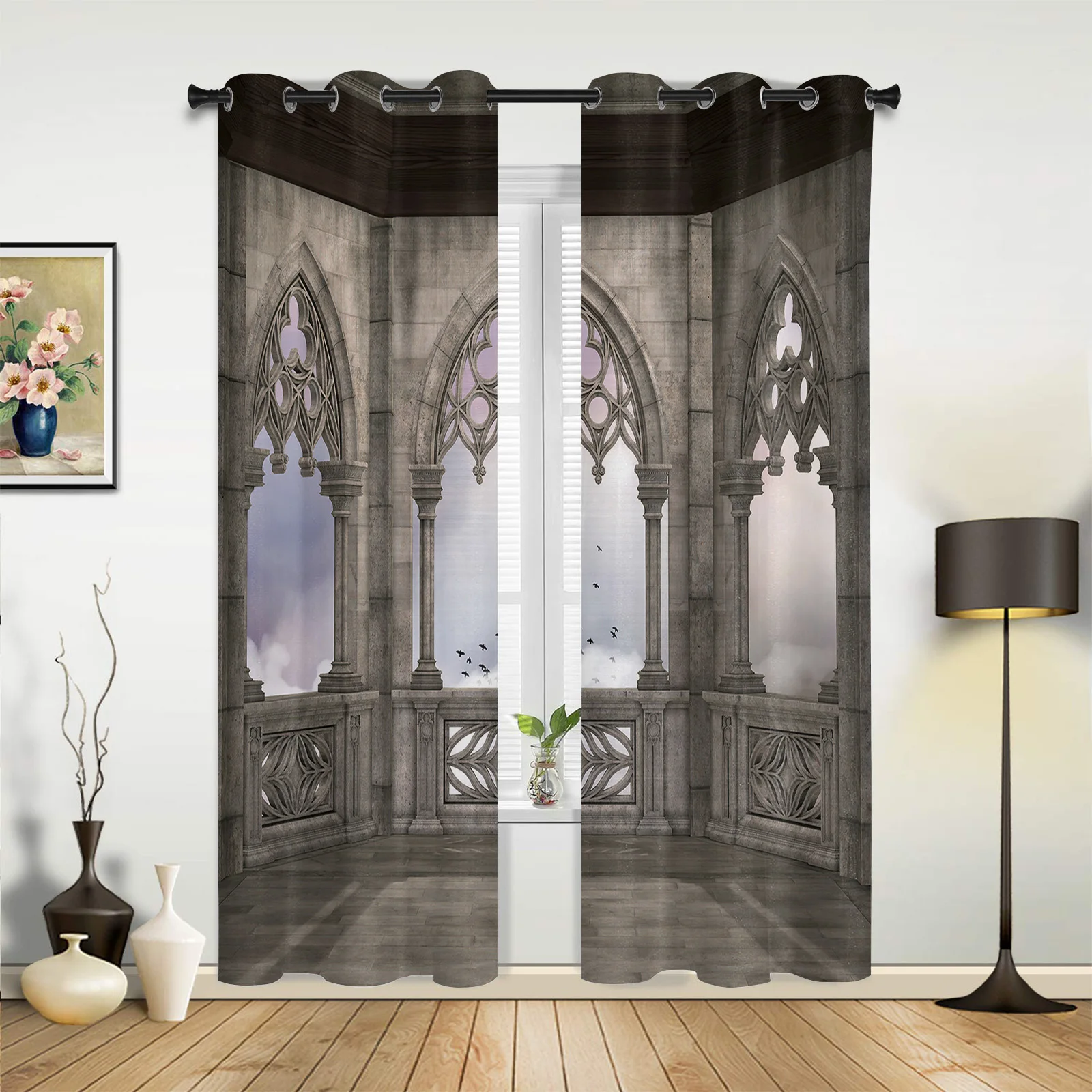 

Gothic Vintage House Decorative Curtains for Bedroom Living Room Drapes Kitchen Children's Room Window Curtain Modern Home Decor