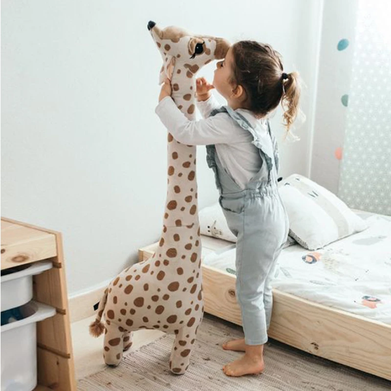 Крупная имитация Kawaii Жираф плюшевая игрушка мягкая подушка животное Спящая