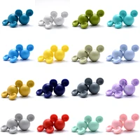 10pcslot 27x32mm baby food grade silicone beads charms cartoon animal shape pacifier clip necklace teether beads bpa free