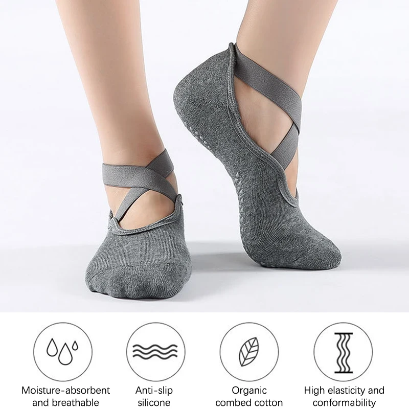 Спортивные Профессиональные носки для йоги хлопковые нескользящие Дышащие