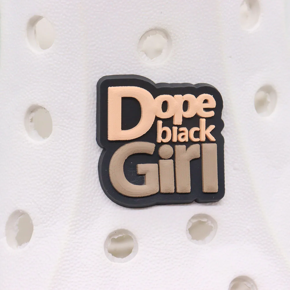 1-33Pcs PVC Multicolor Flowers Rose Dope Black Girl Adult Shoe Buckle Charms Cute Shoes Accessories DIY Backpack Croc Jibz images - 6