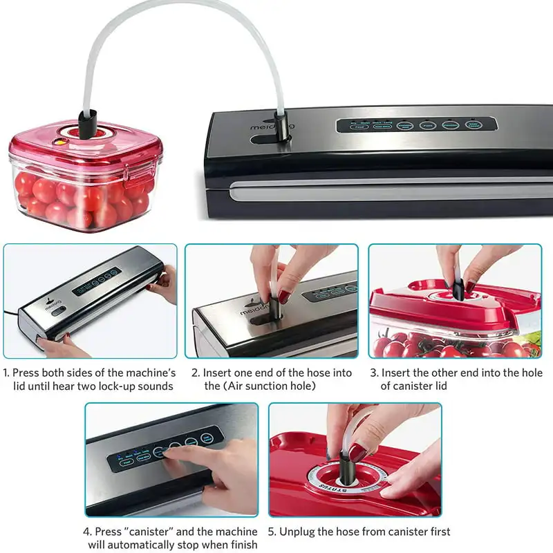 

Fresher-Sealer Air Sealing System Starter Kit, Compact Design with LED Indicator Lights, for Dry & Moist Food Modes, Easy to Cle