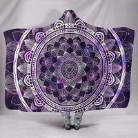 hooded blanket purple mandala hippie festival handcrafted gypsie lotus hindu indian yoga meditation floral multi colored