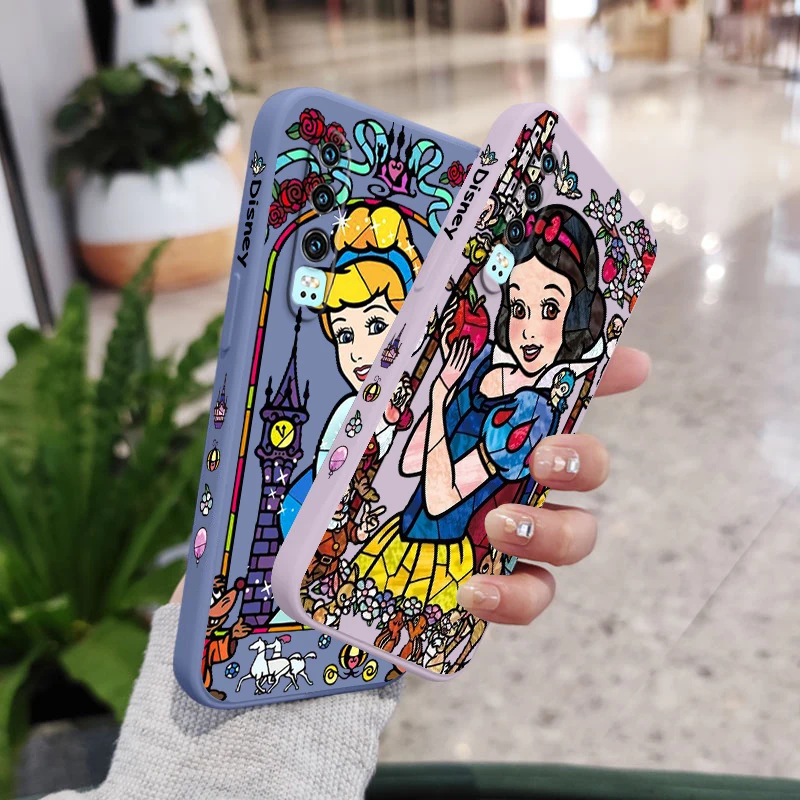 

Disney Beauty Snow White Phone Case For Huawei Y9S Y9A Y9 Y6 Nova Y70 9 8 P50 P40 P30 P20 Pro Lite E 5G Liquid Left Rope