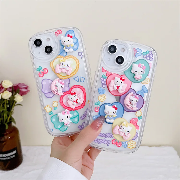 

Розовый прозрачный чехол Hello Kitty Луна Кошка галстук-бабочка искусство аниме для телефона iPhone 14 13 12 11 Pro Max Xr 7 8 14 Plus симпатичный чехол