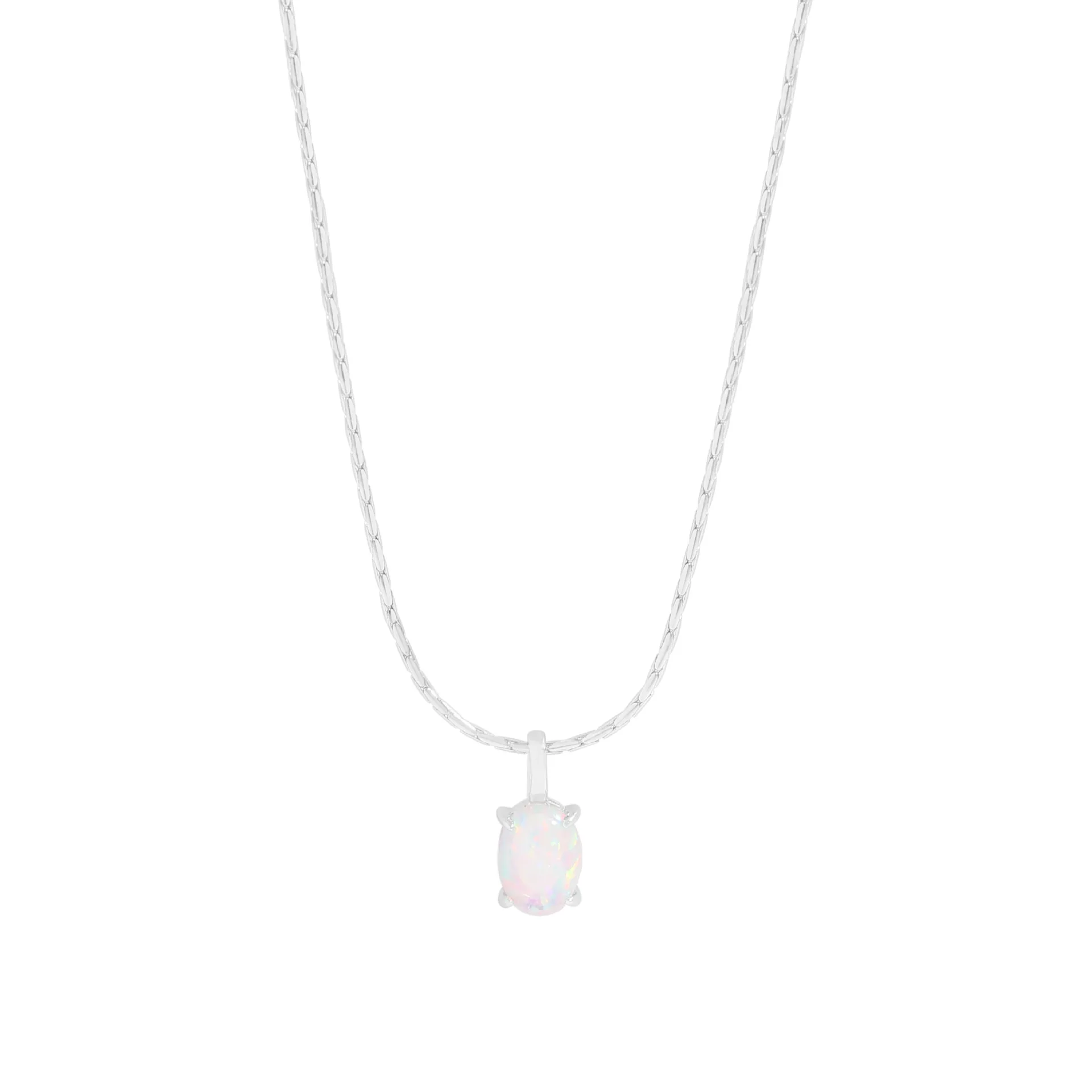 

Small and Luxurious Design, Minimalist and Versatile Opal Bamboo Necklace, 925 Sterling Silver, Female Texture