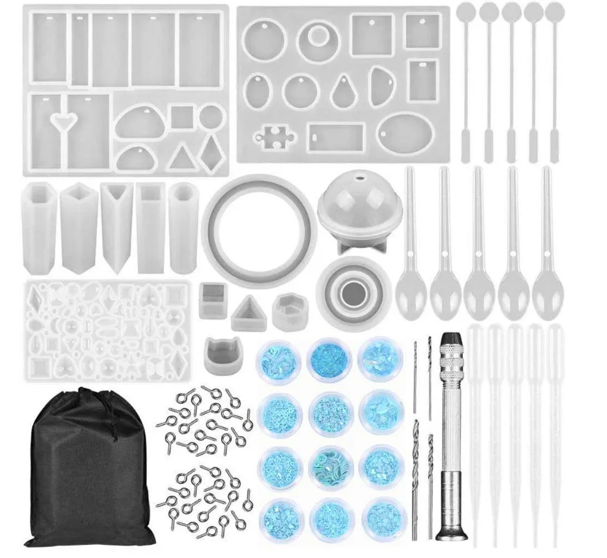 

New DIY Crystal Drop Glue Silica Gel Mold Multiple Combination Epoxy Resin Key Pendant Tool Set Jewelry Accessories Handmade Hot