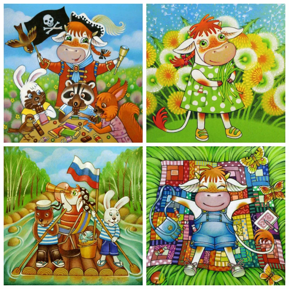 

Алмазная живопись с животными HUACAN, Алмазная мозаика 5D «сделай сам», Мультяшные наборы для вышивки, домашний декор, подарок