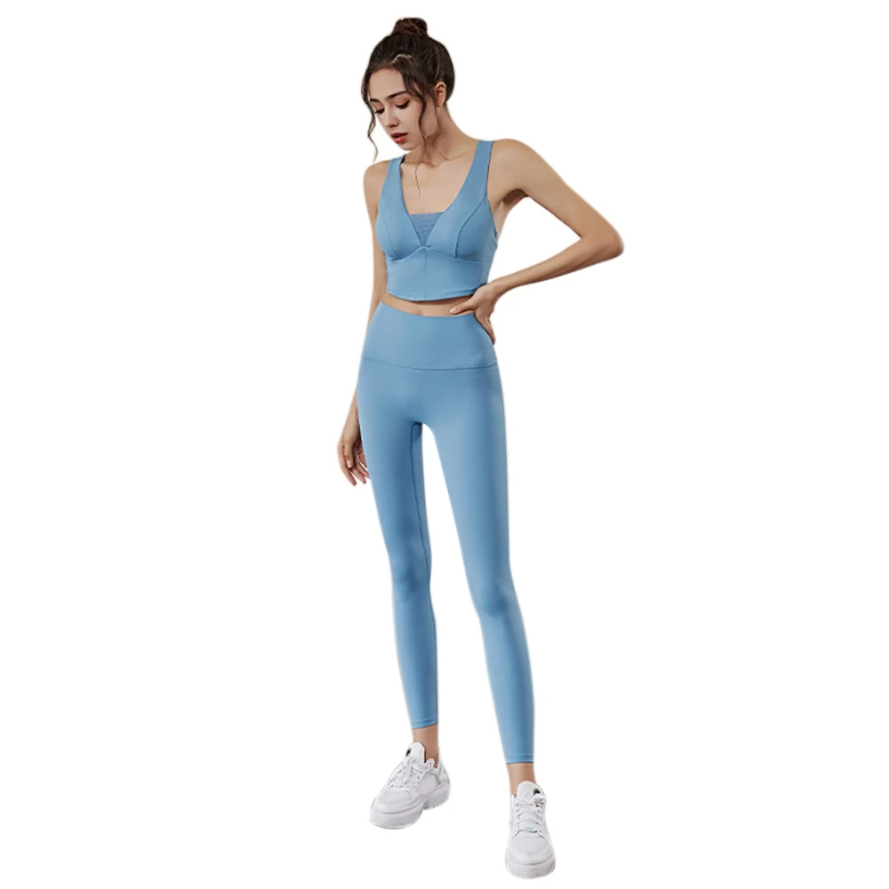 

Women's Outdoor Morning Running Gym Professional Slimming Yoga Clothes Sportswear Blue M