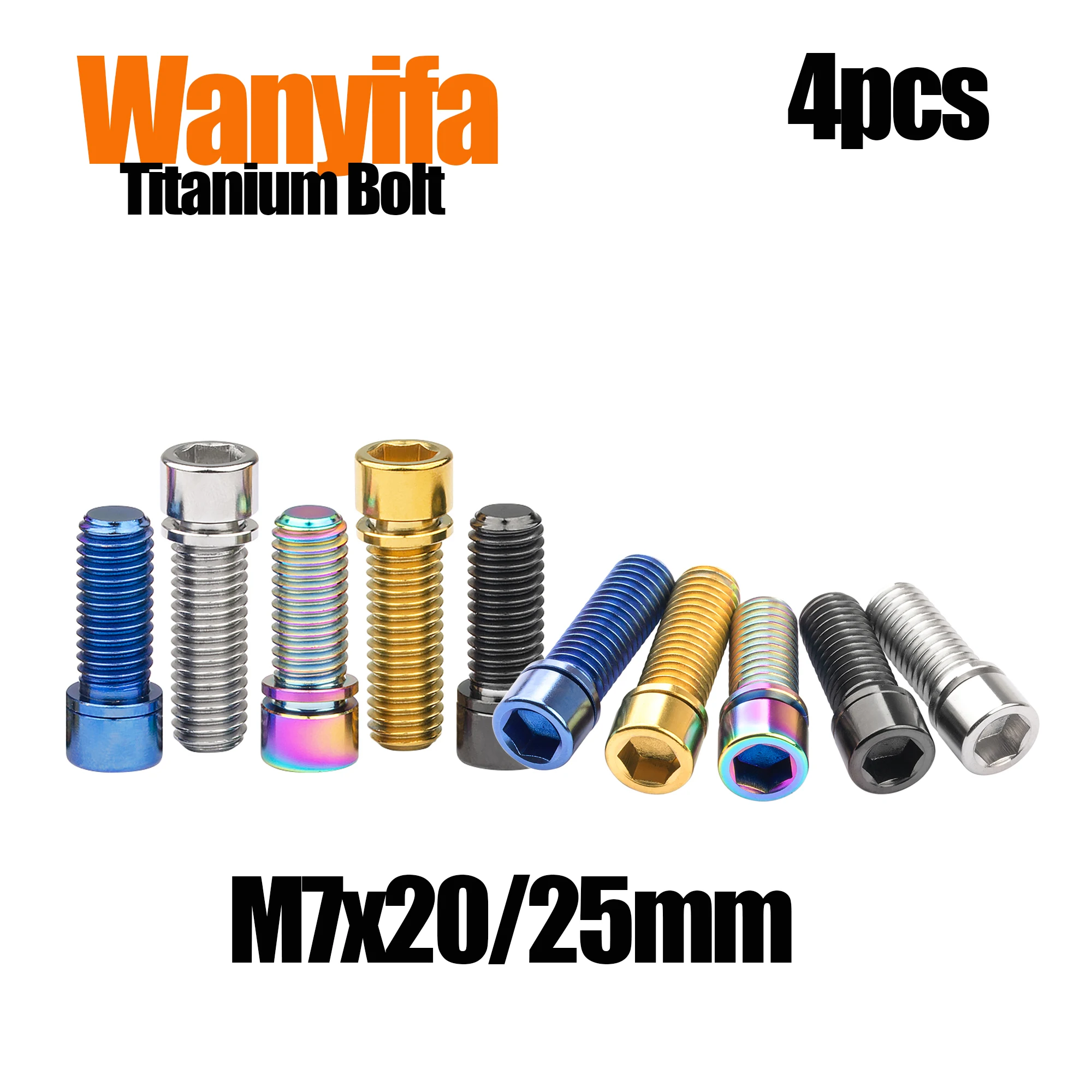 

Wanyifa Titanium Alloy Bolts M7x20/25mm Hex Sleeve with Gasket Cylindrical Head Screws for Bicycle Handlebar Accessories 4Pcs