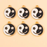 20pcs new enamel kung fu tai chi charms flower smiley yin yang gossip pendants earrings necklaces diy accessory jewelry making