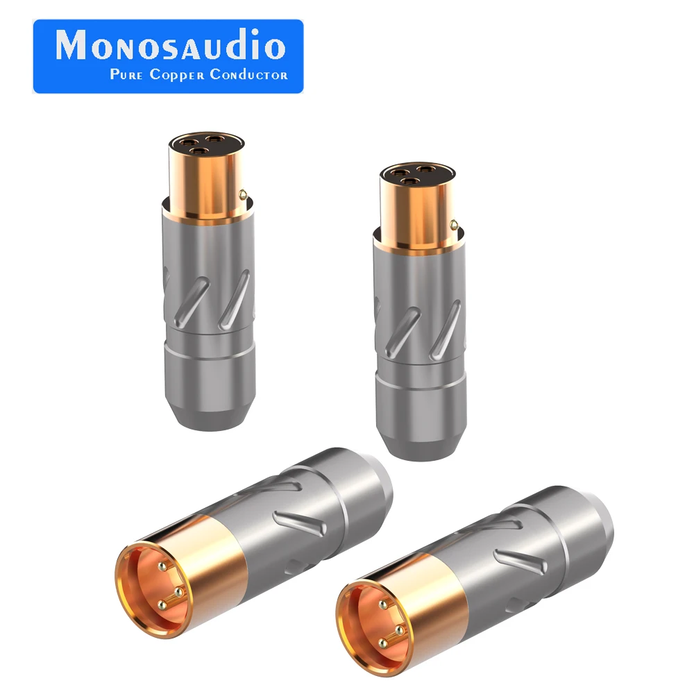 

Monosaudio 99.998% pure copper 24K 5U Gold plated XLR Connector Plug Audio Cable Balance 3Pin Hifi Audio MIC Balance Connector