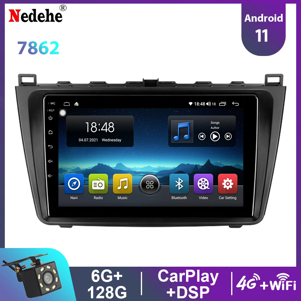 

Автомагнитола 2 Din с GPS, Android 11, аудио, стерео, мультимедийный плеер для Mazda 6 2007, 2008, 2009, 2010, 2012, Авторадио Carplay с Bluetooth