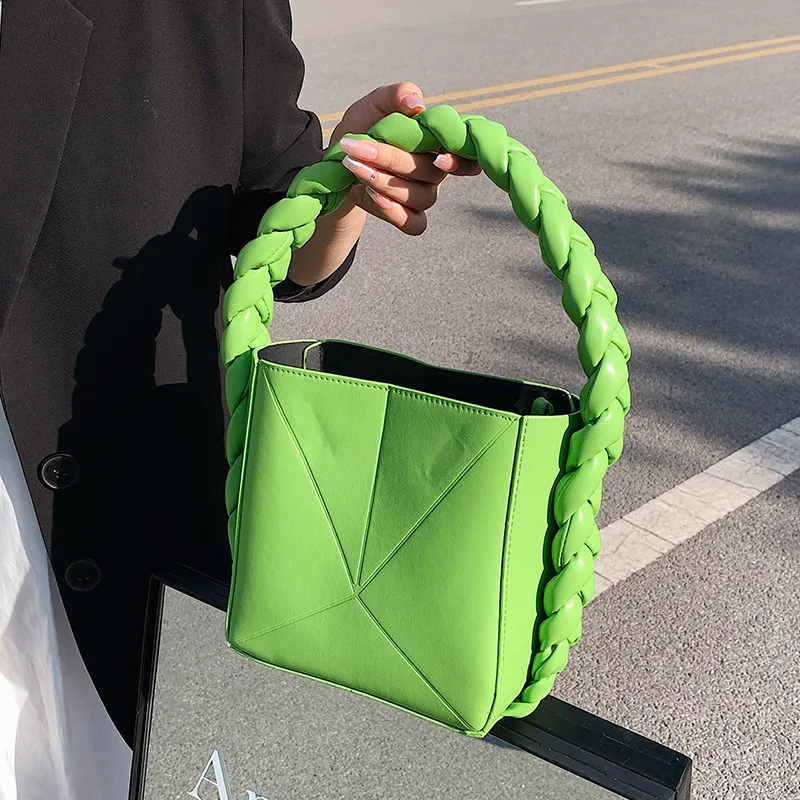 

Fashion Female Bag Bucket Summer Pu Leather Handbags for Women Weave Crossbody Shoulder Bags Luxury Designer Women's 2022 Trend