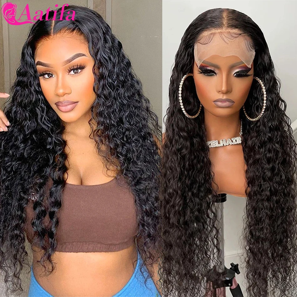 Brazilian Water Wave Lace Front Wig Pre-plucked Transparent 13x4 Lace Front Wig Remy Curly Human Hair Lace Wigs Water Wave Wig