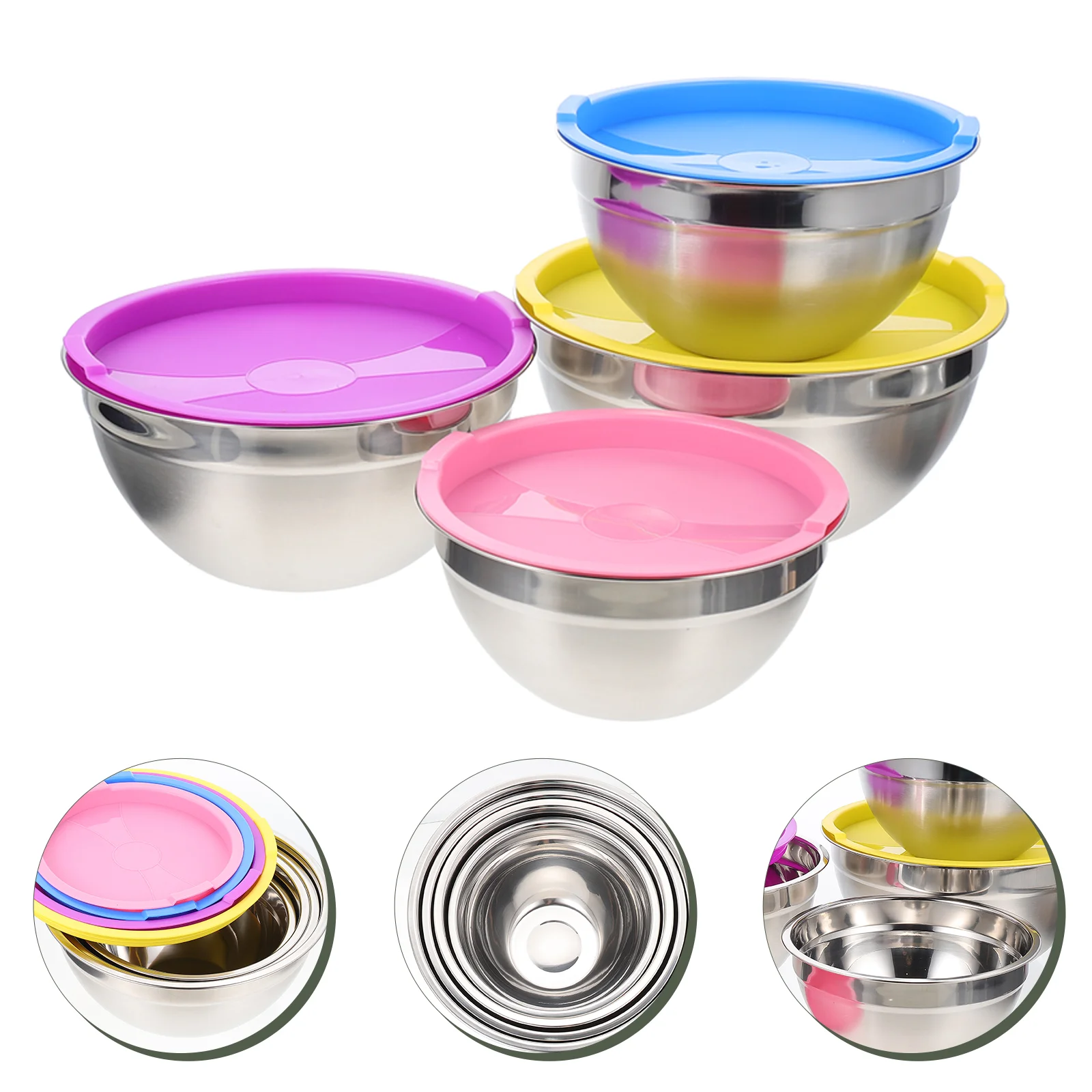 

Bowlsbowl Lids Mixing Kitchen Set Largemetal Stainless Salad Steel Cooking Lid Sets Nesting Chip Centerpiece Stacking Function