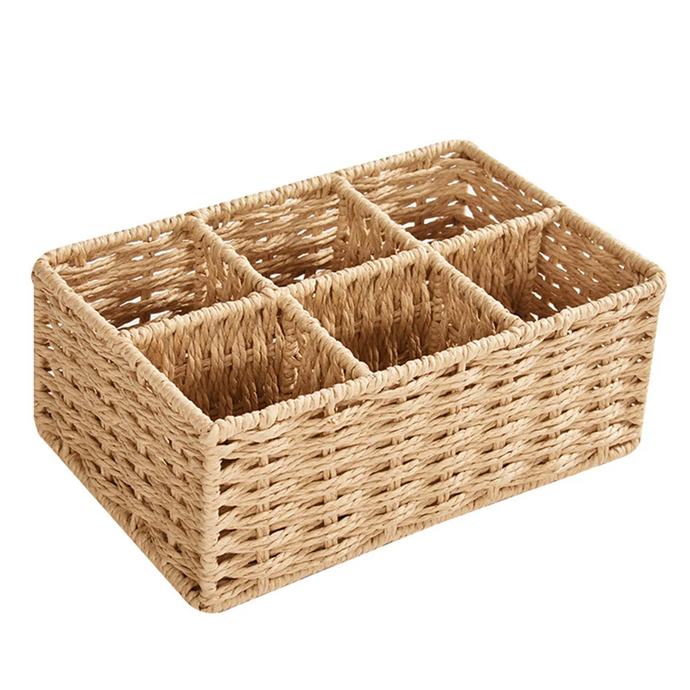 

Seagrass Storage Baskets Pantry Organizer Box Jewelry Holder Box Pen Cup Holder Rattan Utensil Woven Makeup Basket