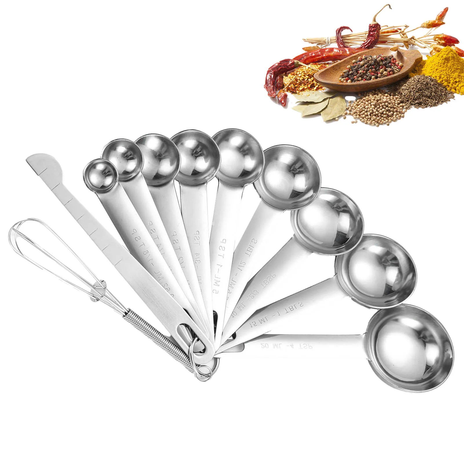 

7/11pcs/Set Small Measuring Spoon Stainless Steel Coffee Measuring Spoons Tea Seasoning Multiple Size Measuring Spoon Kitchen