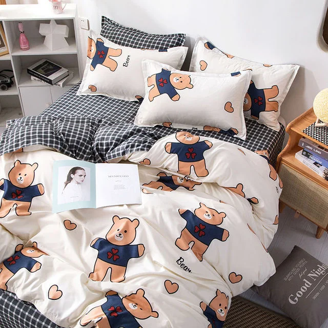 

Conjunto de roupa de cama infantil, lençol laranja ou xadrez, cobertura de edredom, 240x220, casal, queen, king