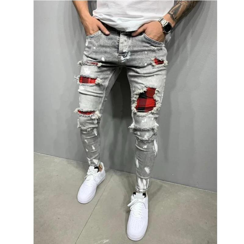 Men's Jeans Cool Ripped Skinny Trousers Casual Jogging Jeans for Men Fashion Streetwear Hip Hop Male Slim Fit Long Pants