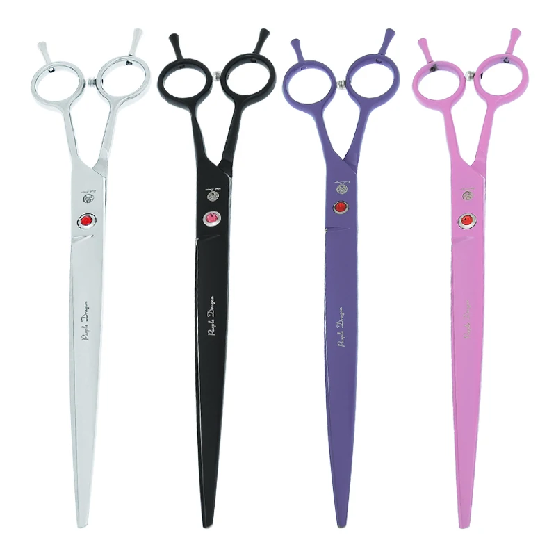 

9 inch Purple Dragon Dog Scissors Animal Cutting Scissors for Pet Grooming Japanese Steel Curved Shears Pets Accessories B0062B