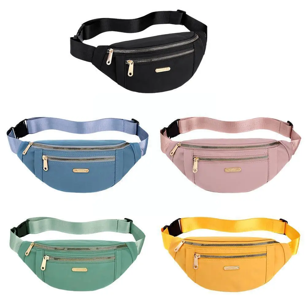 Waist Bag Women Three Zipper Pocket Fashion Men Chest Handbag Waist Pack Belly Pack Unisex Ladies Fanny Bags Pink Purse E6L7