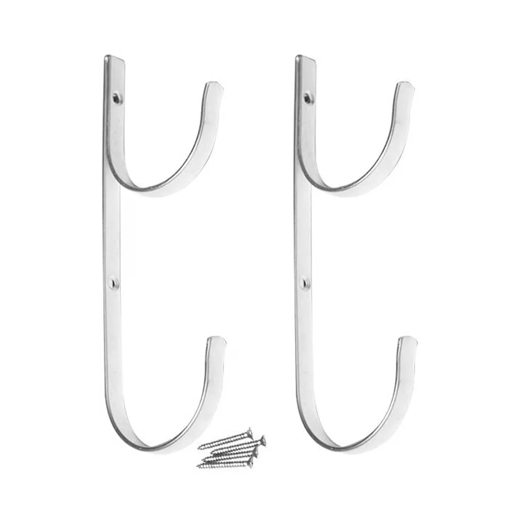 

2pcs Pool Pole Hangers 33lbs Metal Pole Skimmer Holders Garden Tool Storage Bracket Swimming Pool Leaf Rake Hangers with Screws