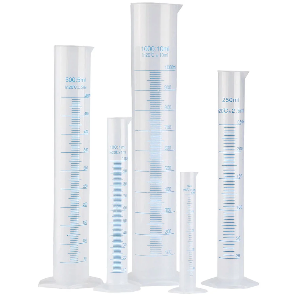

5 Pcs Graduated Plastic Measuring Cylinder School Laboratory Accessory Glass Flask Chemistry Dropper Tube Mix Practical Cup
