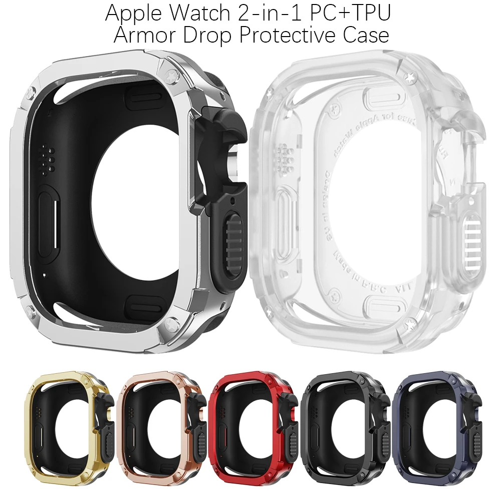 2in1 Glossy Mod Cover PC + TPU Frame For Apple Watch Ultra 8 7 6 Armor Shockproof Protective Modifed Bumper 49mm 45mm 44 41 40mm