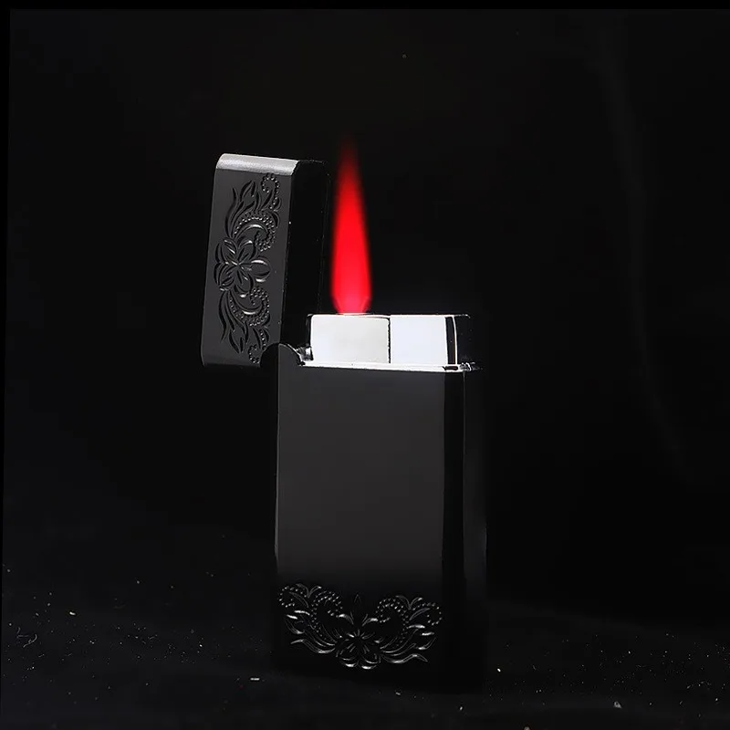 

Новинка 2022, портативная ветрозащитная Зажигалка для сигарет, металлическая зажигалка с красным пламенем, гаджеты для мужчин, необычные заж...