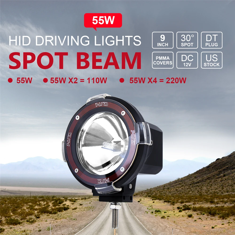 

55W 4 Inch HID Xenon Driving Light Off Road Work Fog Lamp Euro Beam Spotlight Super Bright Vehicle Auxiliary Lamp Roof