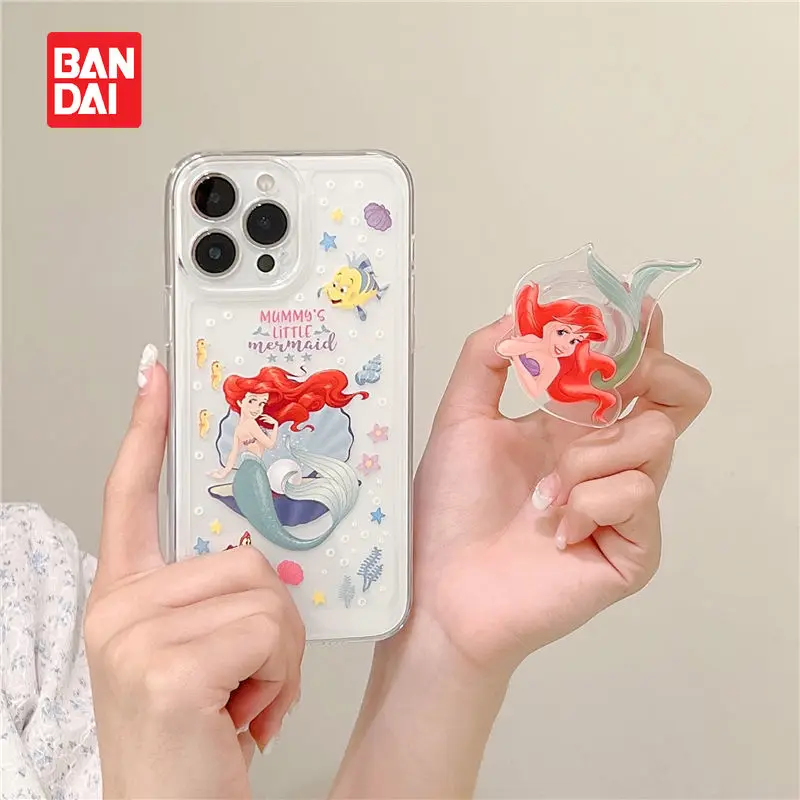 

Disney Cartoon Mermaid Princess Airbag Case for iPhone 11 12 13 Pro Max X XR XS Max 7 8 Plus SE Girly Kawaii Phone Case