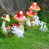 1pc small large resin garden mushroom decoration outdoor garden rabbits ornaments art frog animal figurines ornament