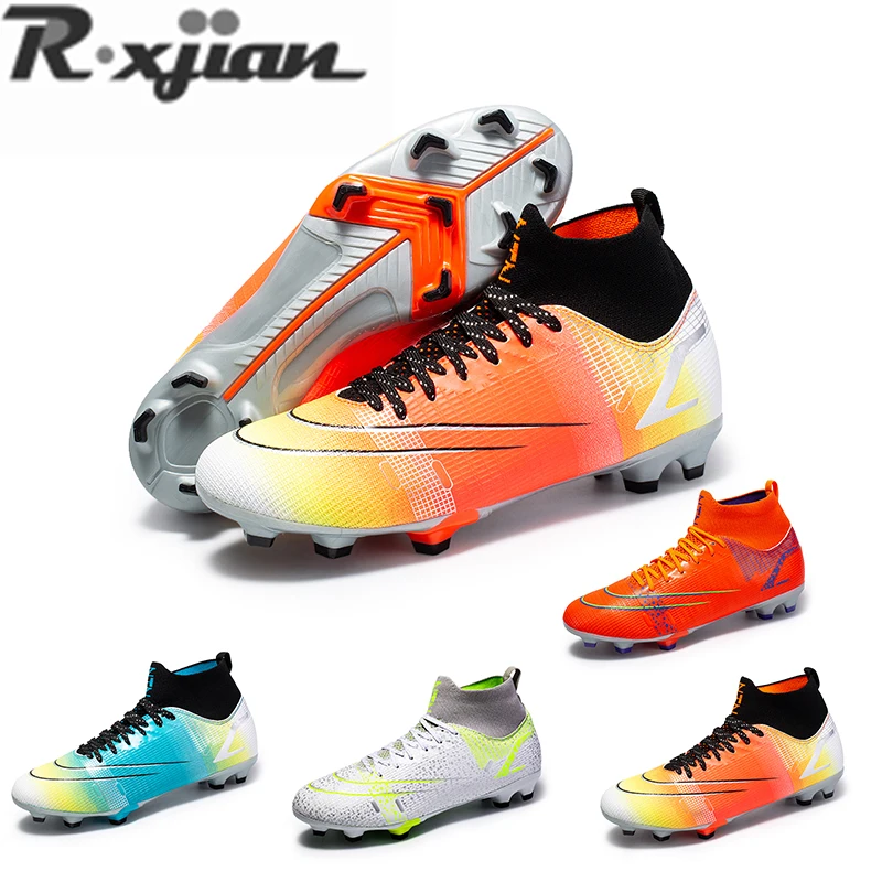 

The Latest Colorful Multi-color Assassin 14 High-top Low-top Spike Broken Nails Light Outdoor Sports Soft Football Shoes 34-45