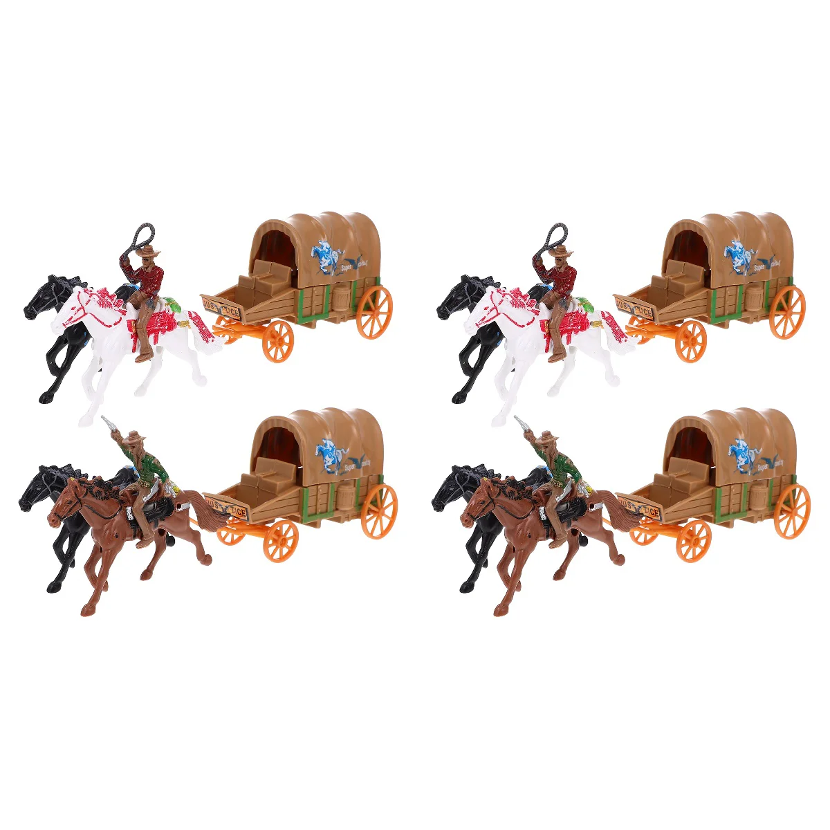 

4 Sets of West Cowboy Carriage Models Carriage Models with Cowboy Culture