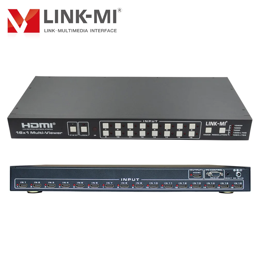 Фото Бесшовный переключатель 16 в 1 HDMI, LINK-MI, 16x1, поддержка кнопки и управление RS-232, разрешение до 1080p №5
