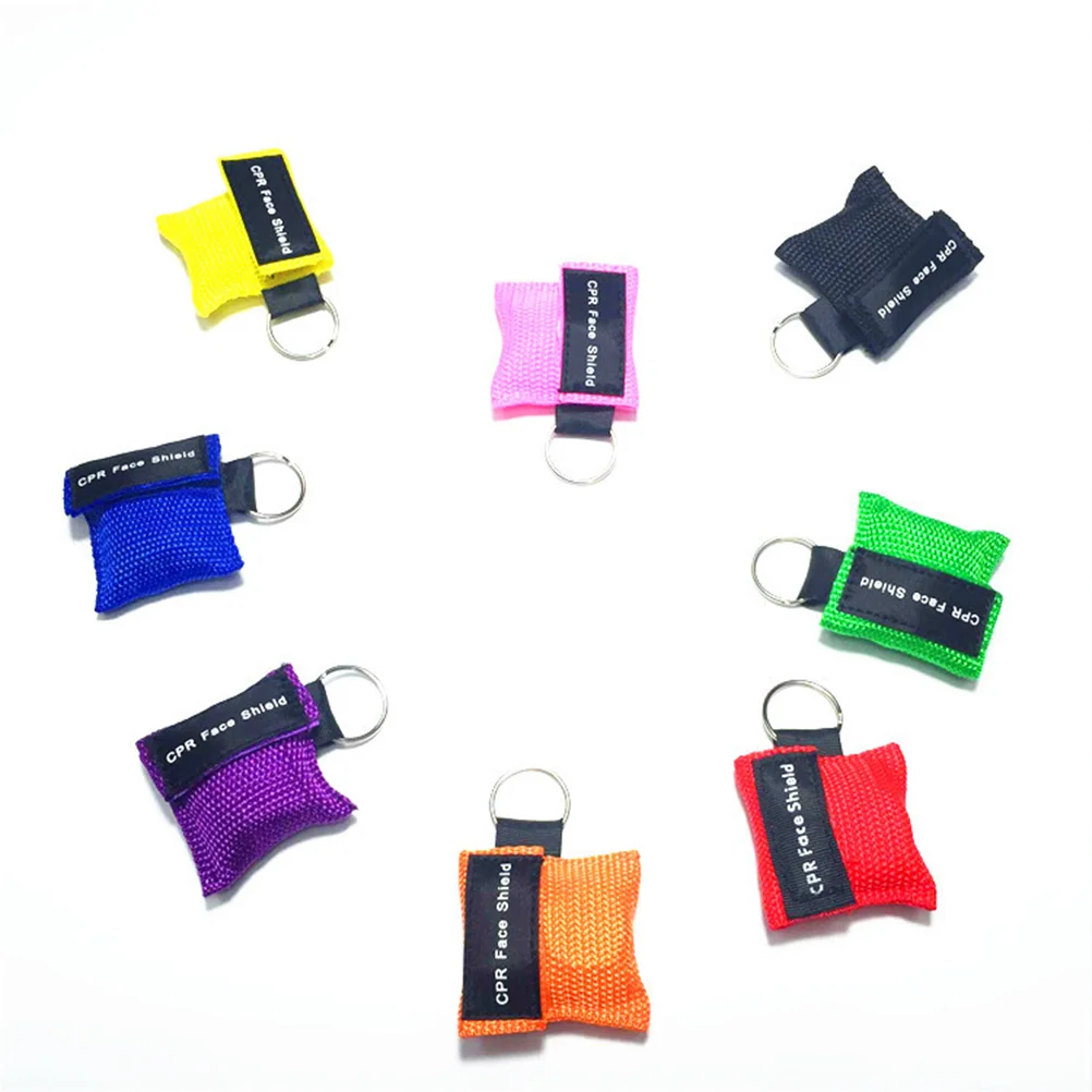 

10 PCS CPR First Aid Masks One-way Keychain Kits Portable Emergency Kits (Black)