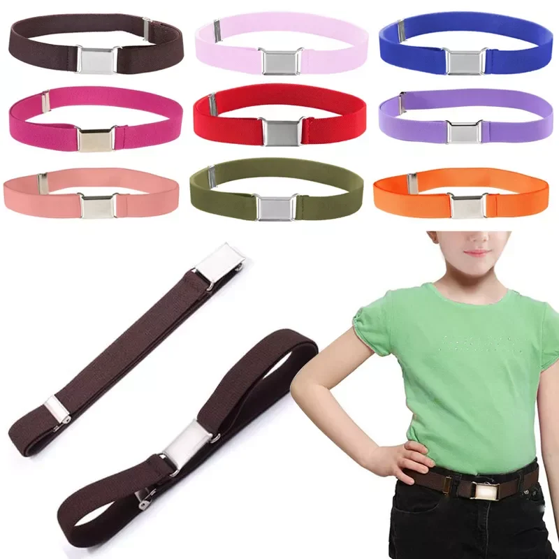 Elastic Canvas Belts for Boys Girls Solid Color Stretch Western Strap Belt Kids Children Cinch Waistband Cummerband