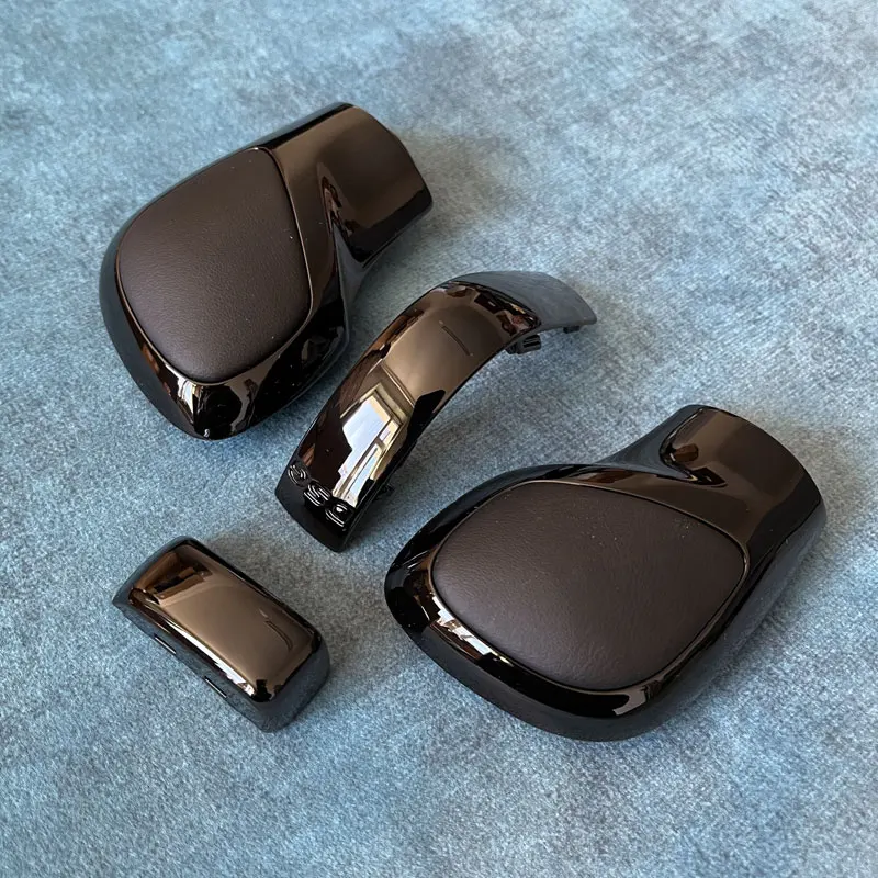 Хромированная матовая с кожаной ручкой переключения передач боковая крышка DSG