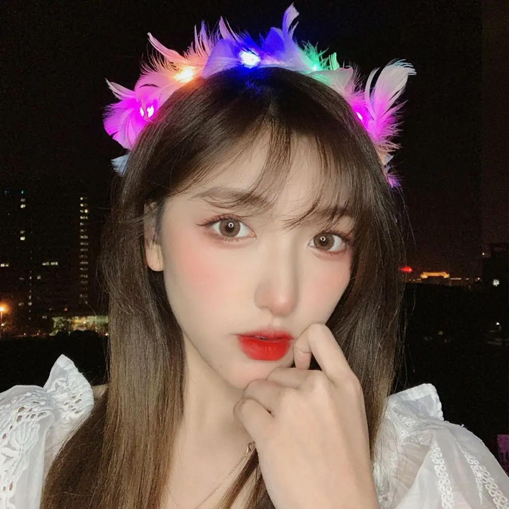 

Ornament Kids Head Wear Photo Props Fairy Wreath Glowing Feather Wreath Women Hair Wear Korean Style Hair Accessories