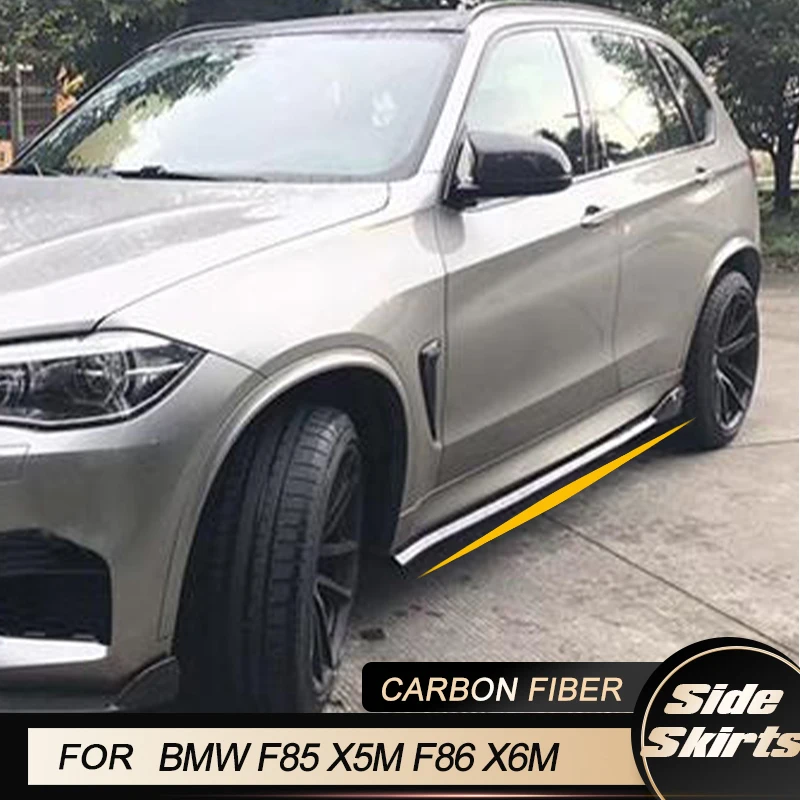 

Автомобильные боковые юбки для BMW F85 X5M F86 X6M M-Tech M-Sport 2015-2018, боковые юбки для гонок на двери, удлинители, фартуки, углеродное волокно