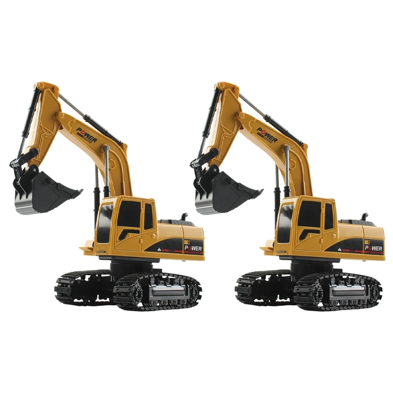 

2X 5CH Remote Control Excavator,Remote Control Truck RC Tractor Construction Vehicles Toys With Lights & Sound For Kids