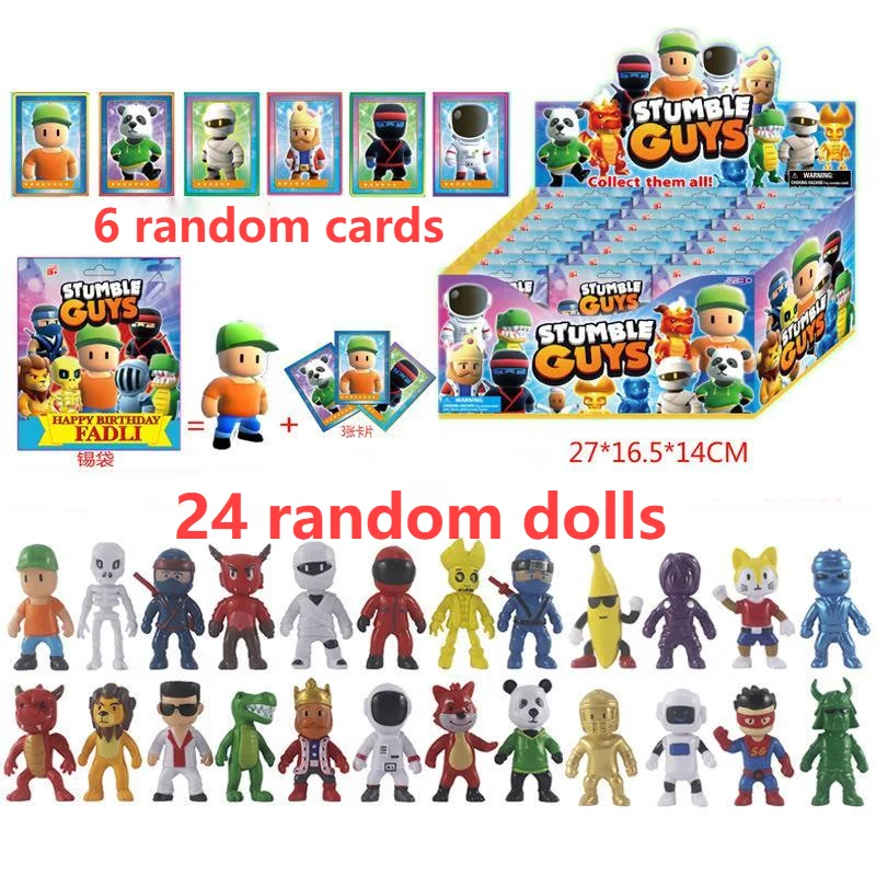 24pcs/box Cartoon Game Stumble Fall Guys Action Figures Pvc Model Statue Multiplayer Challenge Types Anime Collection Kids Gifts
