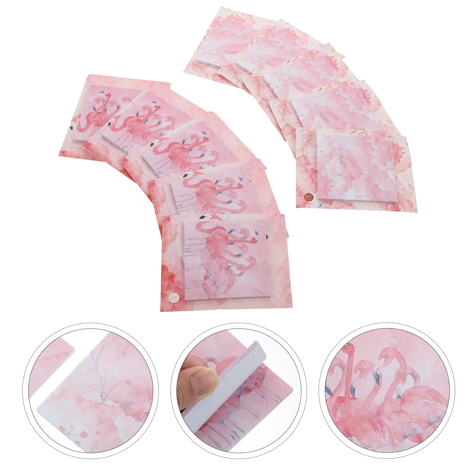 

Flamingo Paper Cherry Blossom Sticker Creative Girly Heart Light And Fresh Label Cartoon Stickers Note